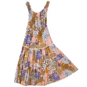 NWOT ABEL THE LABEL Dress S Floral Tiered Off Shoulder Smocked Waist Midi